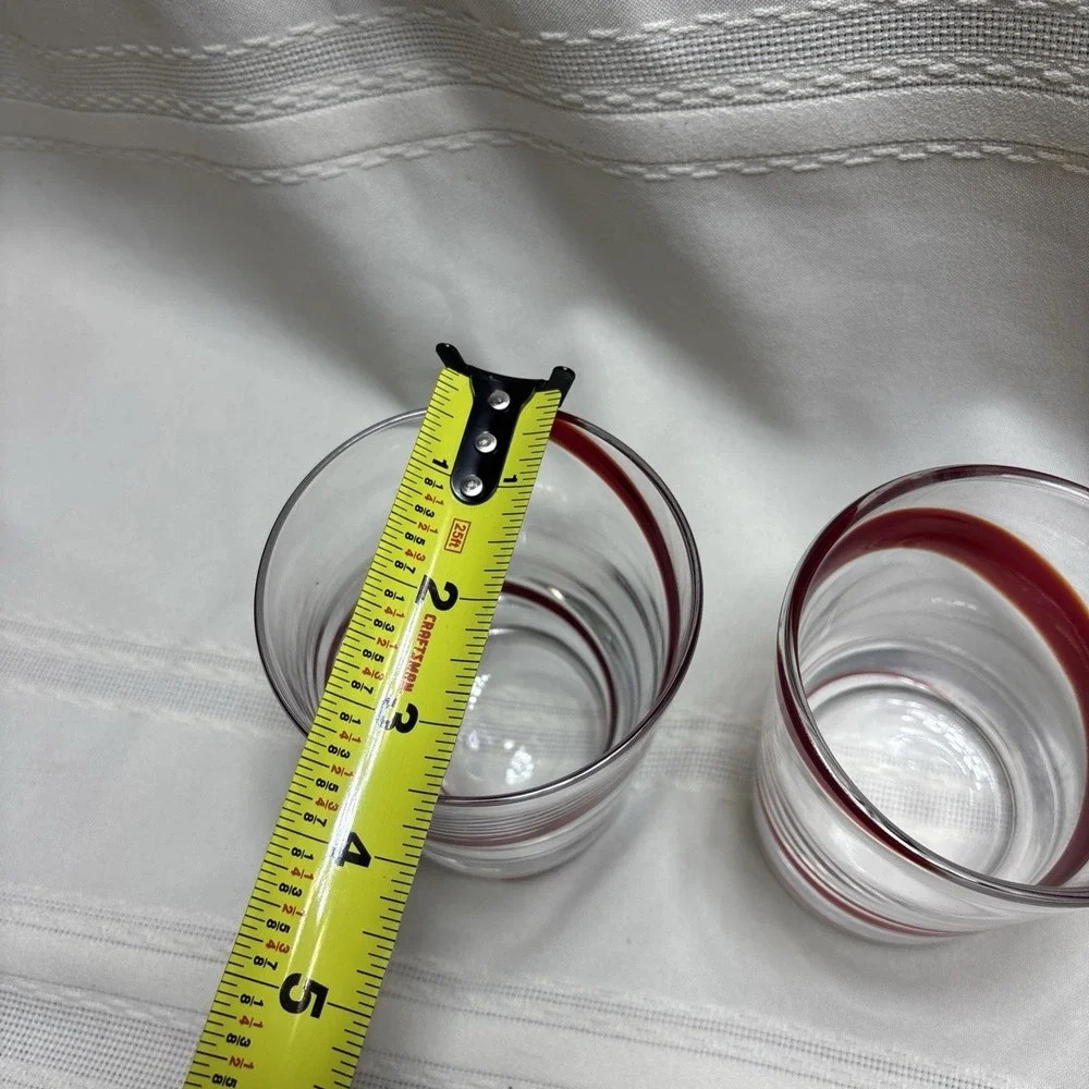 Pier 1 Red Swirline Double Old Fashioned Rocks Whiskey Glasses Set Of 2 Swirl 4